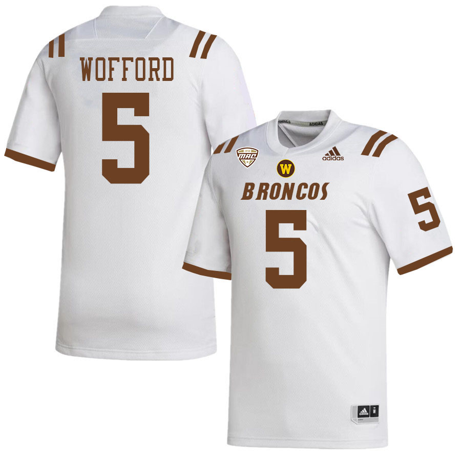 #5 Aaron Wofford Western Michigan Broncos College Football Jerseys Stitched-White